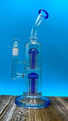 China Stock Supply 16 Inch Glass Bong Glow In Dark W/ Percolator Beaker Ice 14mm Bowl for sale