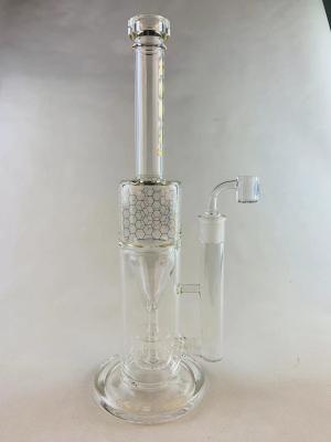 China 18Inch Glass Smoking Pipe Double Perc Glass Straight Tube for sale