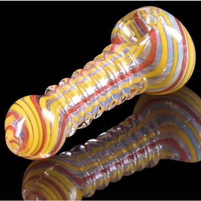 China 4.5inch Glass Hand Pipes Clear Spotted Mouth Solid Bowl Hand Blown Glass Bongs 90g for sale