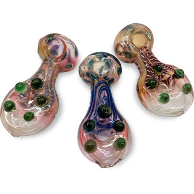 China 1 Ball Glass Hand Pipes 90g Hand Pyrex Pipe Fumed Wig Wag Raised Swirl 4Inch for sale