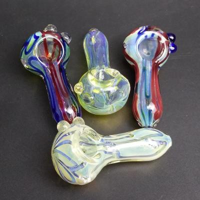 China Colorful Pattern Water Pipes Borosilicate Silicone Glass Pipe Bong Spoon 100g for sale