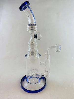 China 9 Inch Clear Recycler Glass Bong Water Pipe Tobacco 14mm Bowl Hookah for sale