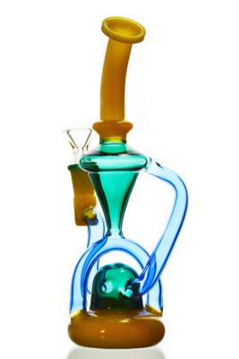 China MultiColor Glass Recycler Bong 5mm Dab Rig Glass Water Pipe Glass Bubbler for sale