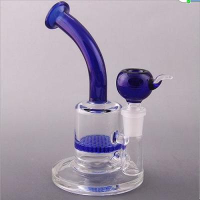 China 7 Inch Smoking Hand Pipe Detachable Blue Hookah Tobacco Pipe 14mm Bowl for sale