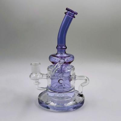 China Glass Smoking Water Pipes Recycler 9inch Bubbler Oil Rig With 14mm Female Joint for sale