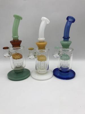 China 8.5inch 14mm Bowl Bent Neck Showerhead Perc Fumed Glass Water Pipe for sale