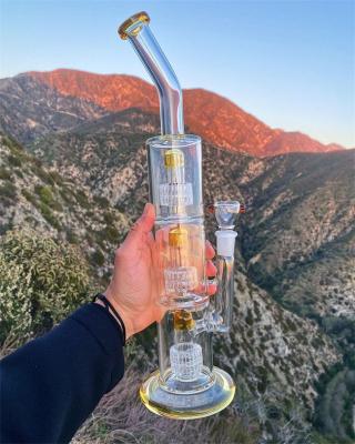 China 16 Inch Tall Percolator Glass Bongs Transparent Triple 8 Arm for sale