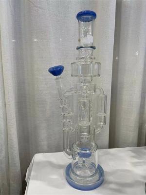 China Recycler Glass Bowl Pipe 14mm Double Bubbler Pipe for sale