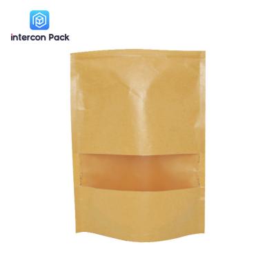 China Categoría alimenticia de pie de papel que se puede volver a sellar de la bolsa de la cremallera de Kraft con Matte Window en venta