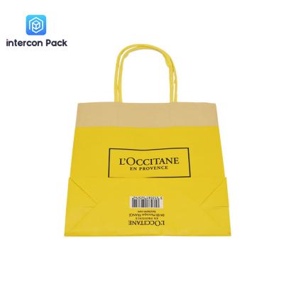 China Bolsa de papel biodegradable de la comida de Kraft con pulgada de la manija 7.68x7.4x2.83 en venta