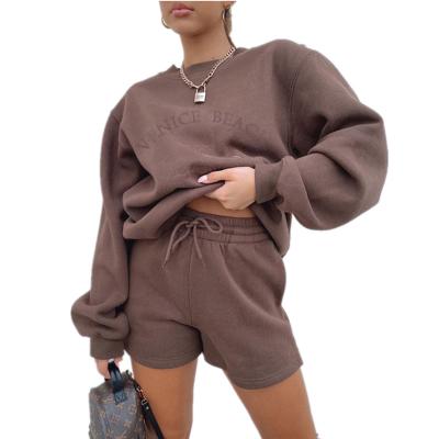 China Hot New Desgin Anti-Wrinkle Clothes Embossed Hoodie Women's Long Sleeve Crewneck Oversized Sweatshirt for sale