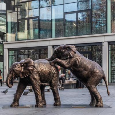 China Hot Europe Products Resin Art Large Animals One Pair Fiberglass Elephant Statues Sculpture On Sale for sale