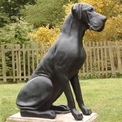 China Bronze Dane Dog Bronze Sculpture Statues Art Garden Decoration Denmark Europe Metal Animal Modern Life Size Dog Sculpture Big Large for sale