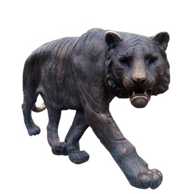 China Europe Hot Selling Tiger Sculpture Outdoor Bronze Brass Statue For Garden Decor for sale