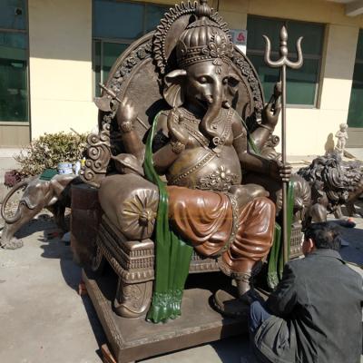 China Europe Top Collection Ganesha Statue Hindu Elephant God of Success Casting Real Bronze Ganesha Sculpture for sale