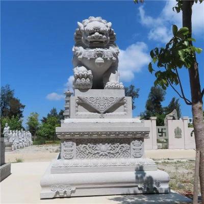 China Modern Life Size Premium Marble Carved Leaping Lion Statue Garden Animal Stone Sculpture for sale