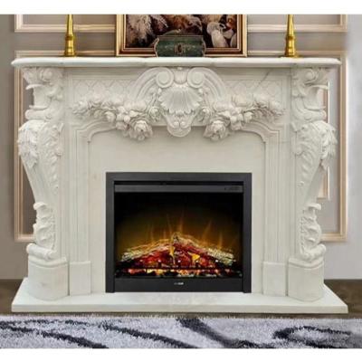 China Large Modern Decorative Antique Natural Stone Fireplace Surround Fireplace Mantel White Marble Victorian Frame for sale