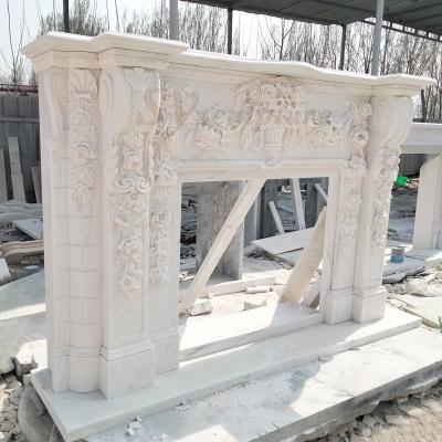 China Modern European Carved Natural Marble Mantel Carving Factory For White Marble Mantel Carving Of Various Marble Custom Made for sale