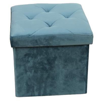 China Modern Workmanship Straight Folding Furniture Velvet Fabric Storage Ottoman Soft Square Ottoman Bench for sale