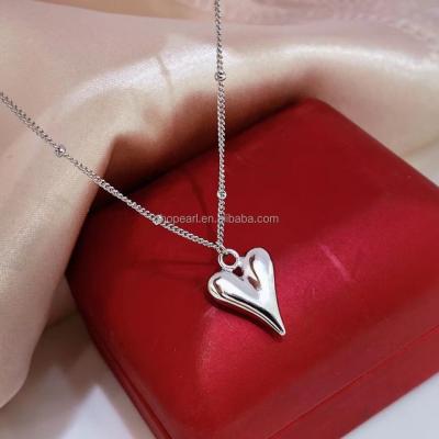 China 9XL03B 925 Sterling Silver Necklaces Fashion Love Pure Heart Pendant Necklace for sale