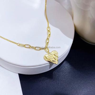 China 9XL04K Romantic Fashion Jewelry Boutique Gold Plated Sterling Silver Heart Pendant Necklace For Women Jewelry for sale