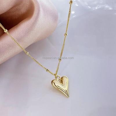 China FASHIONABLE Korean Simple Gold Necklaces S925 Sterling Silver Sweet Heart Pendant of Love 9XL03K for sale