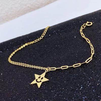 China Silver Star Chain Bracelet S925 Sterling Fashion Plated Gold Simple Fine Jewelry 9YL03K FASHIONABLE for sale