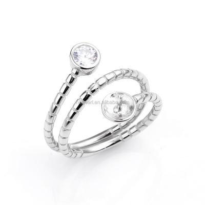 China White Sterling Silver Pearl Ring Base Jewelry 925 Sterling Silver Snake Design SSR179 for sale