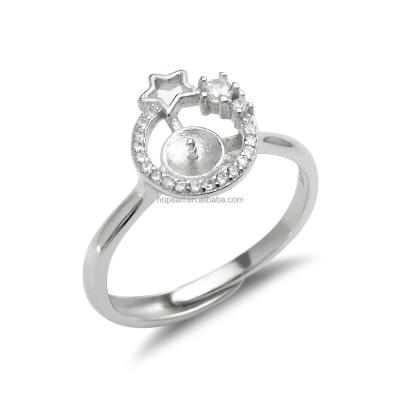 China Star Ring Zircons Around 925 Sterling Silver Semi Mounting of Sterling Silver SSR130 for pearl for sale