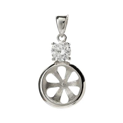 China Sterling Silver SSP143 925 Sterling Silver Blank Pendant Zircon For Big Bead for sale