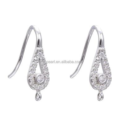 China Sterling Silver Hook Accessory Zircon Earrings Findings Solid Sterling Silver Pear Design 925 Earring SSE317 for sale