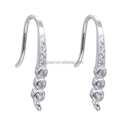 China Sterling Silver SSE314 Sterling Silver 925 Earring Hook With Zircon For Women Ear Jewelry Making for sale