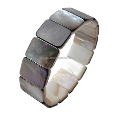 China Natural Black Abalone Shell Stretch BOHEMIA Rectangle Bracelets MOP313 for sale