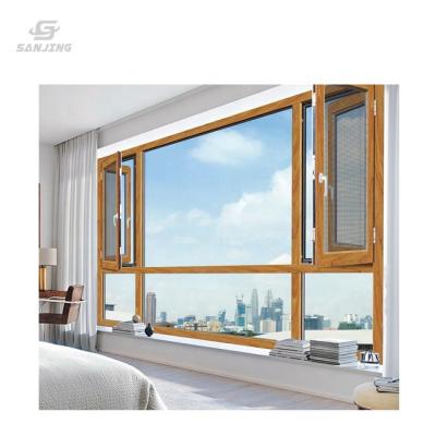 China Screen Sanjing Tint Tempered Glass Window Casement Folding Clear Glass Energy Certified Windows for sale