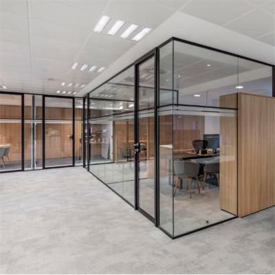 China Workstation Modern Office Frame Interior Tempered Glass Partition Wall Price for sale