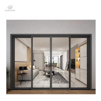 China Sound Insulation Sanjing Telescopic Clear Glass Leaf Automatic Sliding Door for sale