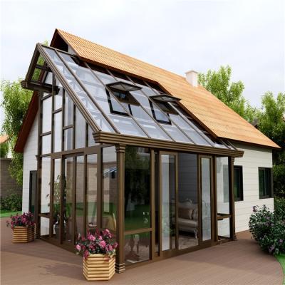 China Modern all season prefab tempered glass aluminum sunrooms glass homes for sale