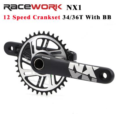 China Mountain Bikes RACEWORK NX1 GXP MTB Crankset 11/12 Speed ​​34/36T Mountain Bike 170mm Chainring Wide Sprocket With BB for sale