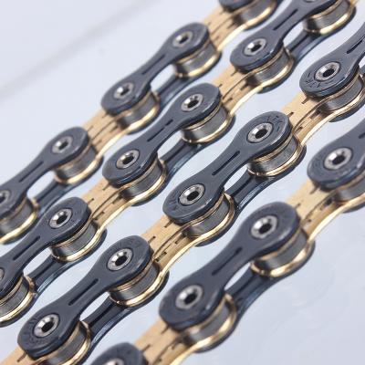 China Taiwan Steel Manufacturer YBN Wholesale Hollow Black Bicycle Chain 11S Gold 116L Ultralight Full Accessories for sale