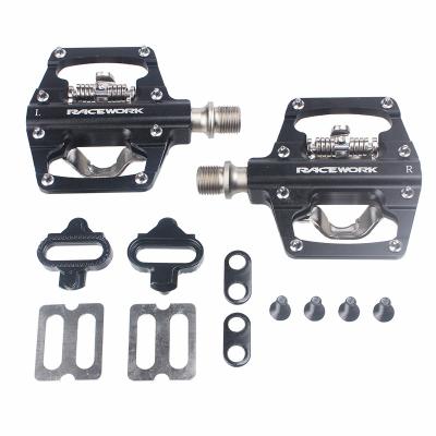 China BMX RACEWORK MTB Bike Pedal 2-Mode Lock SPD Platform CNC Mountain Bike Self-Locking Flat Platform Pedal 2-Mode Pedal for sale