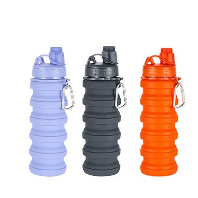 China Private Label Sustainable Travel Fashion Silicone 500ML Folding Outdoor Collapsible Water Bottle for sale