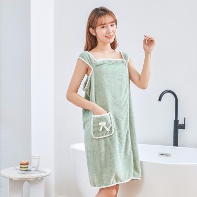 China Wholesale Safe Soft Absorbent Coral Velvet Sling Quick Dry Wearable Bath Towel For Children From XIAOAO for sale