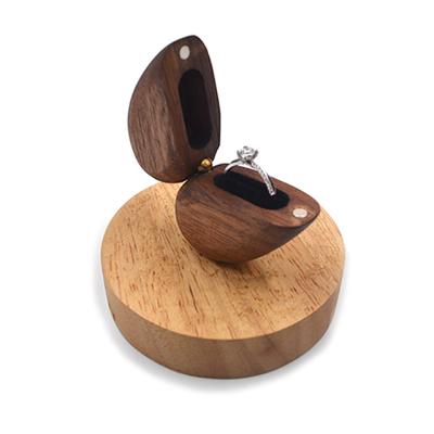 China Storage Heart Walnut Wooden Jewelry Box For Proposal Ring Earrings Holder Storage Box for sale