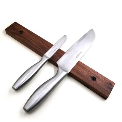 China Kitchen Viable Wholesale Walnut Wooden Magnetic Knife Block for sale