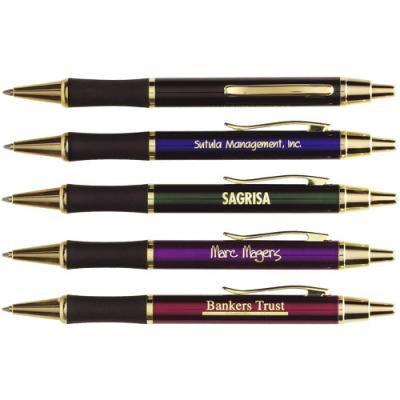 China golden color click metal ball pen with rubber grip,classical in Uk market for sale