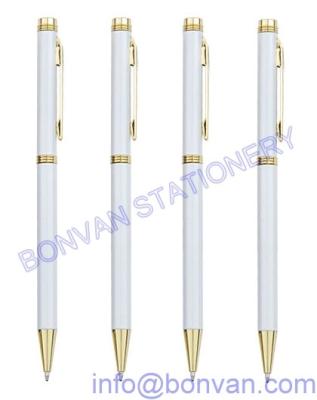 China ivory metal pen,white color promotional metal pen,white metal pen for sale