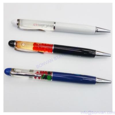 China liquid floating pen,3D floater metal pen, promotional floating pen for sale