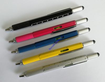 China tool pen,6 in 1 Tool Pen, top touch and scale multifunction metal pen for sale