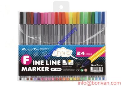 China 24 color office drawing fineliner pen set, fineliner marker pen set, 0.4mm tip size for sale