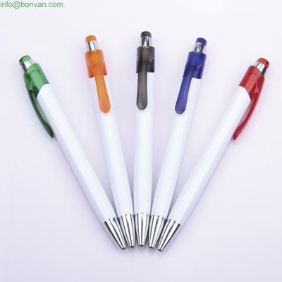 China click action promotional gift ball pen in white barrel,white body plastic ball pen for sale